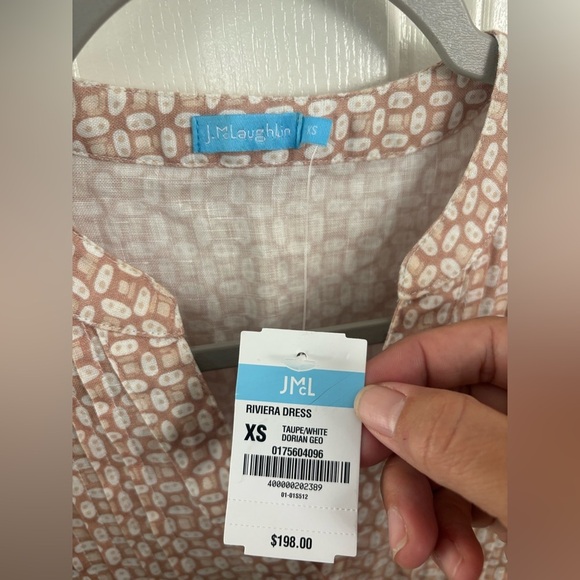 J. Mclaughlin Riviera Pleat Front Linen Dress in Beige Doran Geo Print XS NWT - Picture 4 of 4